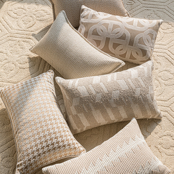 Lumbalna jastučnica u stilu modernog antik stila, jacquard tkano boje bež, pravokutna jastučnica za kauč
