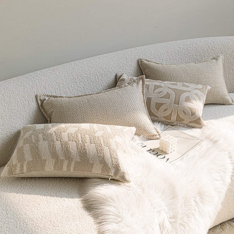 Lumbalna jastučnica u stilu modernog antik stila, jacquard tkano boje bež, pravokutna jastučnica za kauč