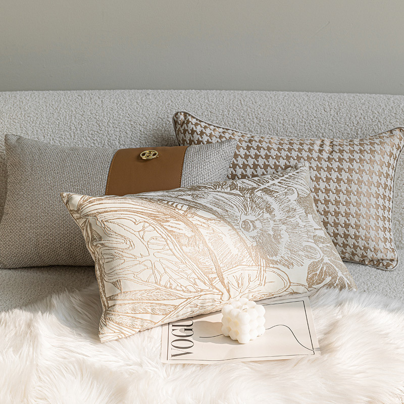 Lumbalna jastučnica u stilu modernog antik stila, jacquard tkano boje bež, pravokutna jastučnica za kauč