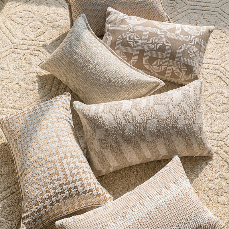 Lumbalna jastučnica u stilu modernog antik stila, jacquard tkano boje bež, pravokutna jastučnica za kauč