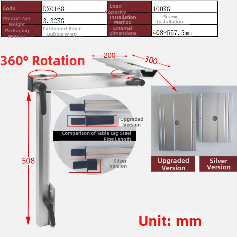 RV pasukamosi iškeliami stalo kojų rinkiniai, išimamas laikiklis saugyklai ir valgomojo stalo laikiklis kemperiui, transporto priemonės modifikavimo priedas (be pritaikymo)