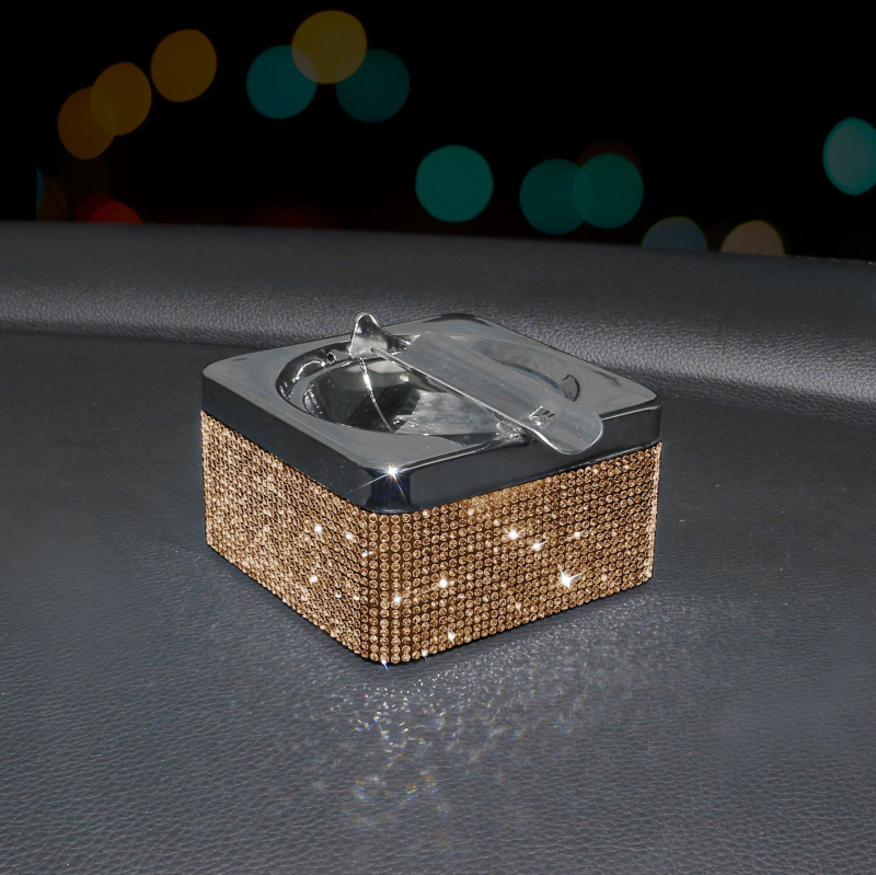 Europos stiliaus prabangus pelenų indelis su deimantų kristalais (Prekės ženklas: Ruijie; Medžiaga: Metalas; Modelis: B000086; Kilmė: Guangzhou)