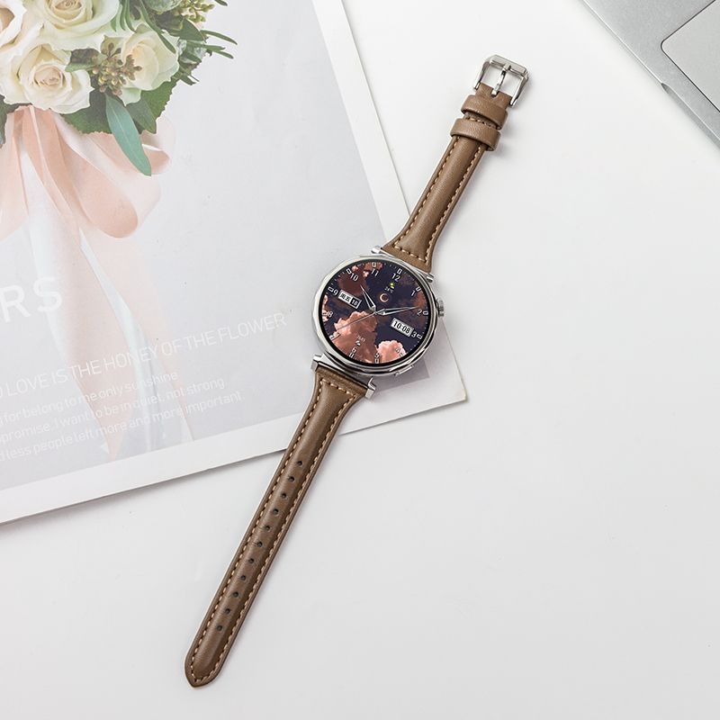 Brățară din piele naturală pentru ceas cu eliberare rapidă și cataramă cu pin pentru Huawei GT4/GT5, lățimi 18/20/22 mm