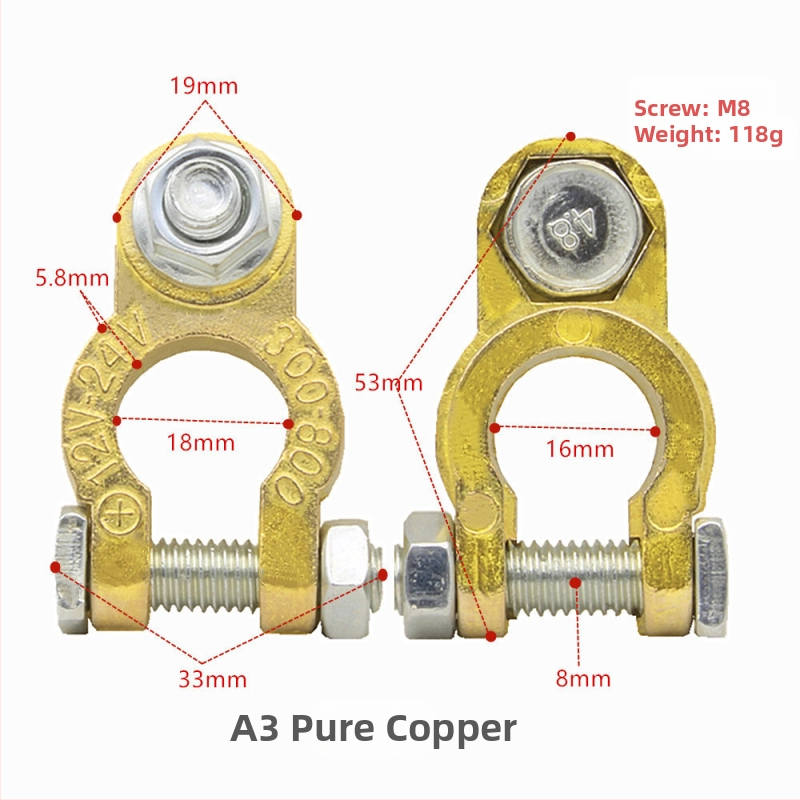 Akumulatora termināla skava, no tīra vara, modelis H2/y03/a3/c4/c3/d2/k1, zīmols Lin junwang