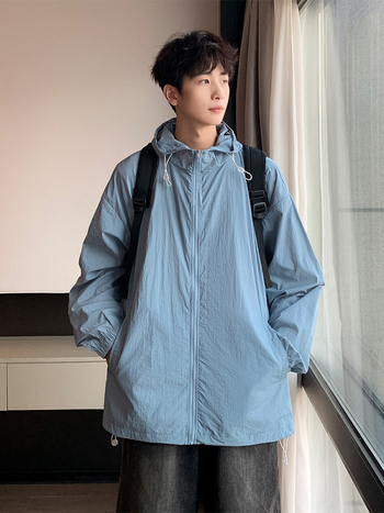 Vasaras jaka ar kapuci, korejiešu stilā, UPF50+ saules aizsardzība, 40D neilons, brīvs griezums