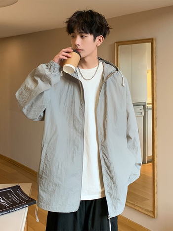 Vasaras jaka ar kapuci, korejiešu stilā, UPF50+ saules aizsardzība, 40D neilons, brīvs griezums