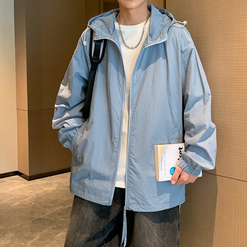 Vasaras jaka ar kapuci, korejiešu stilā, UPF50+ saules aizsardzība, 40D neilons, brīvs griezums
