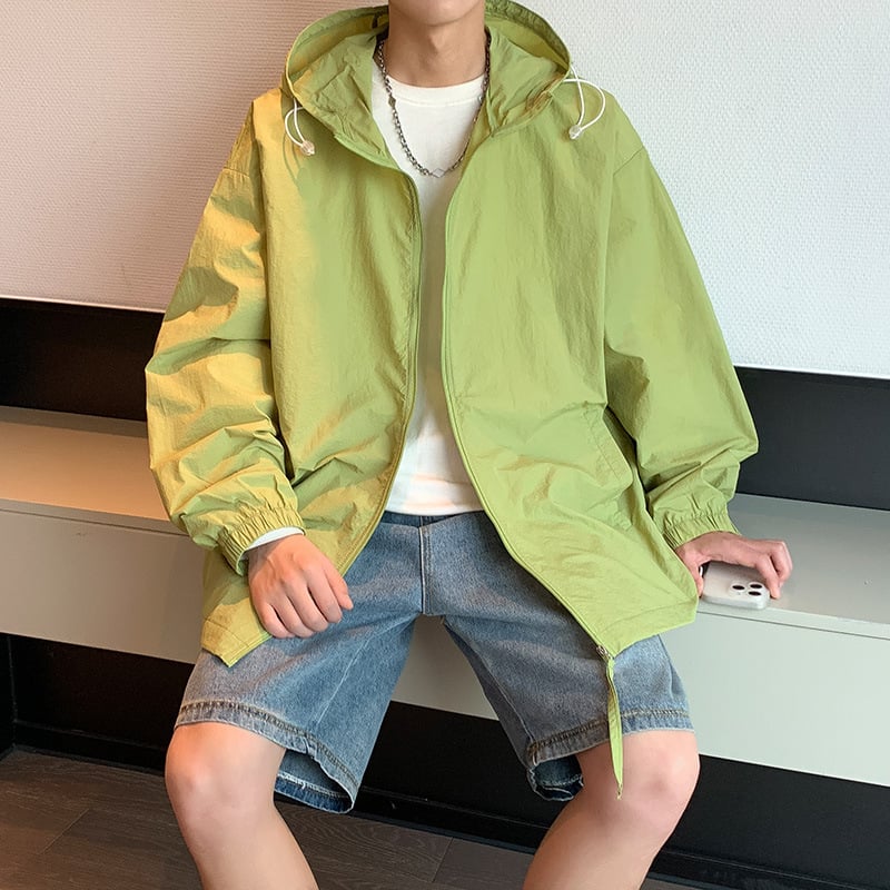 Vasaras jaka ar kapuci, korejiešu stilā, UPF50+ saules aizsardzība, 40D neilons, brīvs griezums