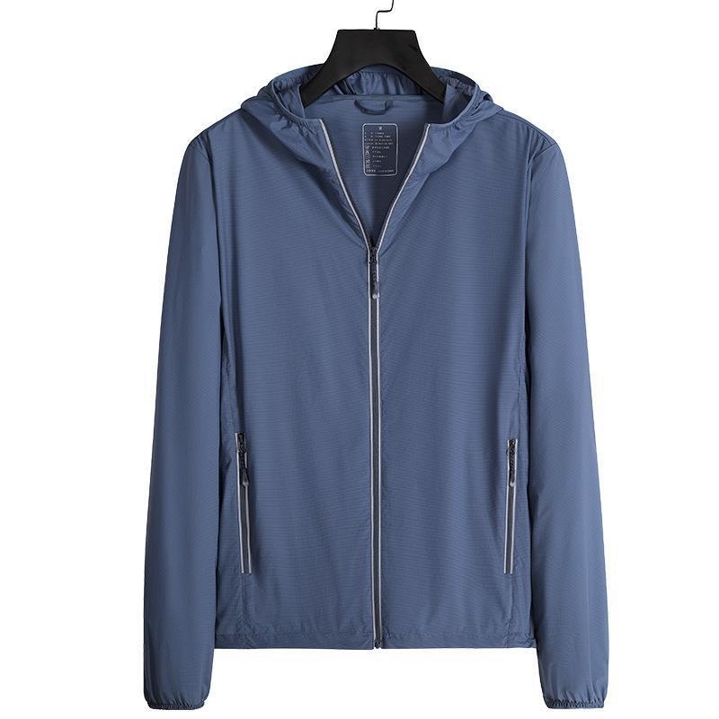 Vīriešu vieglā UV aizsardzības jaka vasarai — elpojoša, ātri žūst, ar kapuci, Ice Silk audums, modelis WZZS-8567