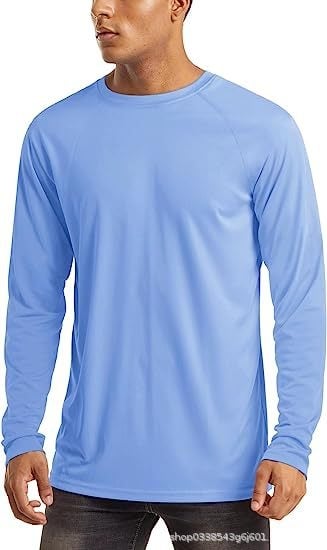 Unisex garās piedurknes sporta krekls ar UPF 50+ UV aizsardzību, elpojošs, mitrumu vadīšana, poliesters, piemērots pārgājieniem un skrējieniem