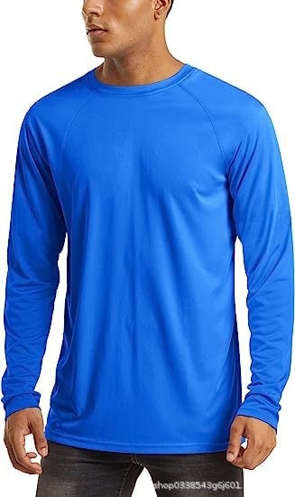 Unisex garās piedurknes sporta krekls ar UPF 50+ UV aizsardzību, elpojošs, mitrumu vadīšana, poliesters, piemērots pārgājieniem un skrējieniem