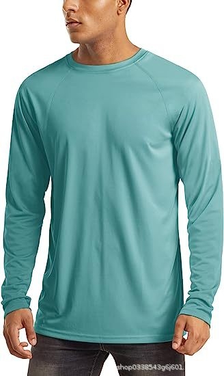 Unisex garās piedurknes sporta krekls ar UPF 50+ UV aizsardzību, elpojošs, mitrumu vadīšana, poliesters, piemērots pārgājieniem un skrējieniem