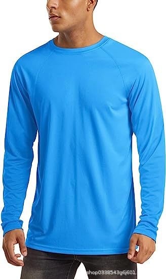 Unisex garās piedurknes sporta krekls ar UPF 50+ UV aizsardzību, elpojošs, mitrumu vadīšana, poliesters, piemērots pārgājieniem un skrējieniem