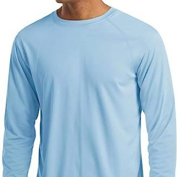 Unisex garās piedurknes sporta krekls ar UPF 50+ UV aizsardzību, elpojošs, mitrumu vadīšana, poliesters, piemērots pārgājieniem un skrējieniem