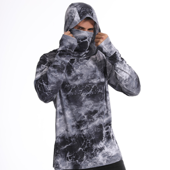 Ārējā kapucēta vēja jaka ar UV aizsardzību, kamuflāžas raksts, poliesters, elpojoša un mitrumu vadāmība, UPF50+