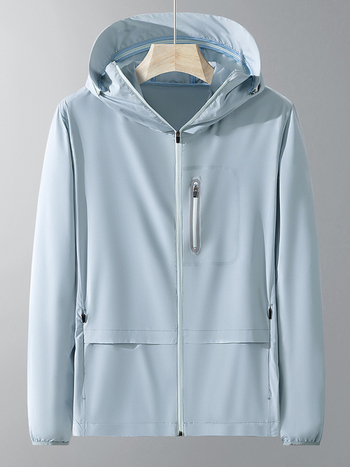 Unisex vasaras vieglā vēja jaka (elpojoša, UV50+ aizsardzība, ātri žūst, ar kapuci)