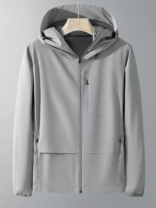 Unisex vasaras vieglā vēja jaka (elpojoša, UV50+ aizsardzība, ātri žūst, ar kapuci)