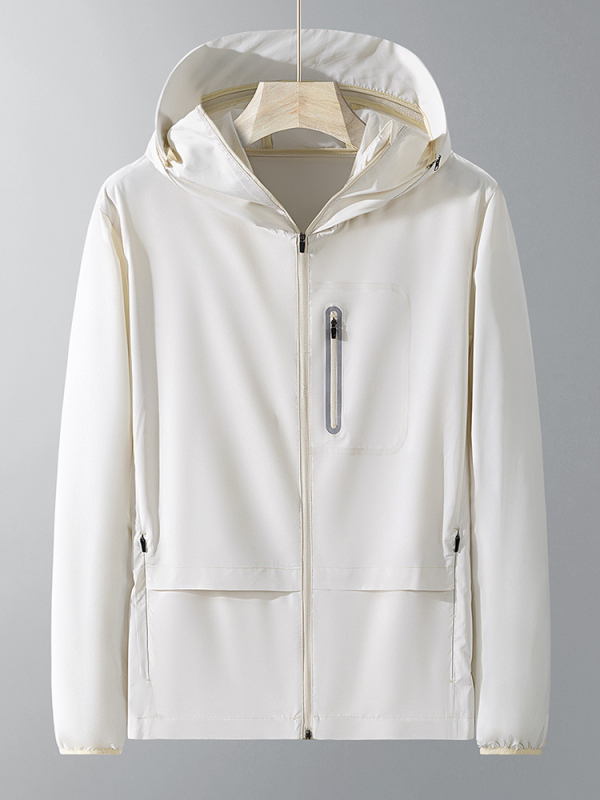 Unisex vasaras vieglā vēja jaka (elpojoša, UV50+ aizsardzība, ātri žūst, ar kapuci)