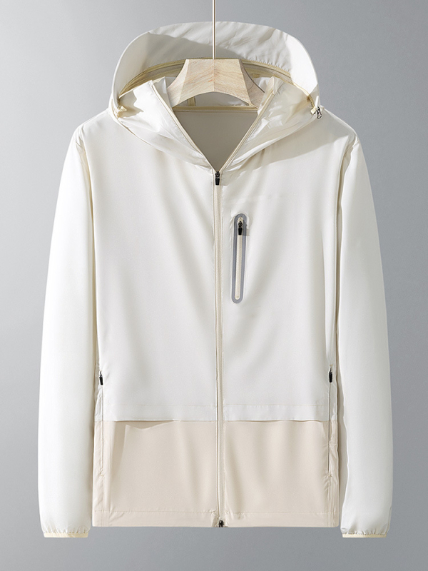 Unisex vasaras vieglā vēja jaka (elpojoša, UV50+ aizsardzība, ātri žūst, ar kapuci)