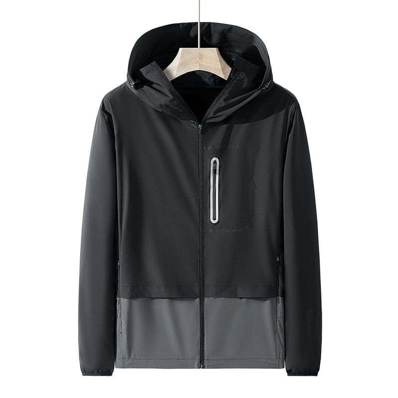 Unisex vasaras vieglā vēja jaka (elpojoša, UV50+ aizsardzība, ātri žūst, ar kapuci)