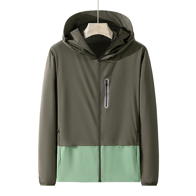 Unisex vasaras vieglā vēja jaka (elpojoša, UV50+ aizsardzība, ātri žūst, ar kapuci)