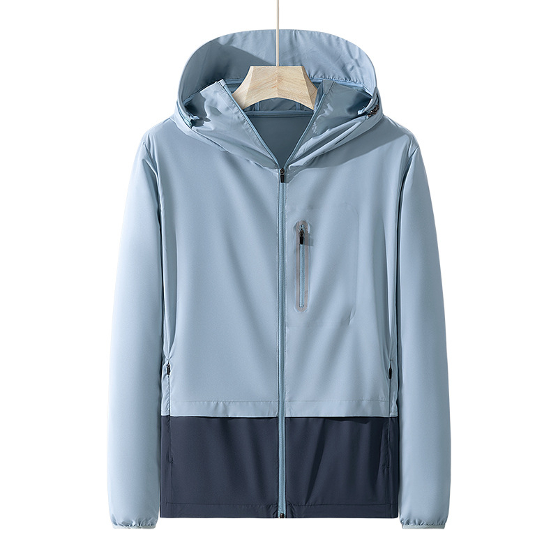 Unisex vasaras vieglā vēja jaka (elpojoša, UV50+ aizsardzība, ātri žūst, ar kapuci)