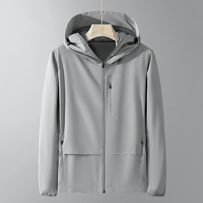 Unisex vasaras vieglā vēja jaka (elpojoša, UV50+ aizsardzība, ātri žūst, ar kapuci)