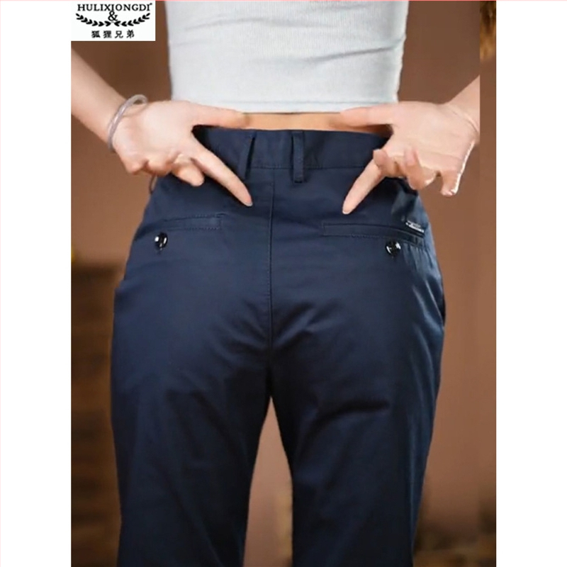 Fox Brothers meeste sirge lõikega püksid, keskjoon, mikroelastsus, Korea stiil