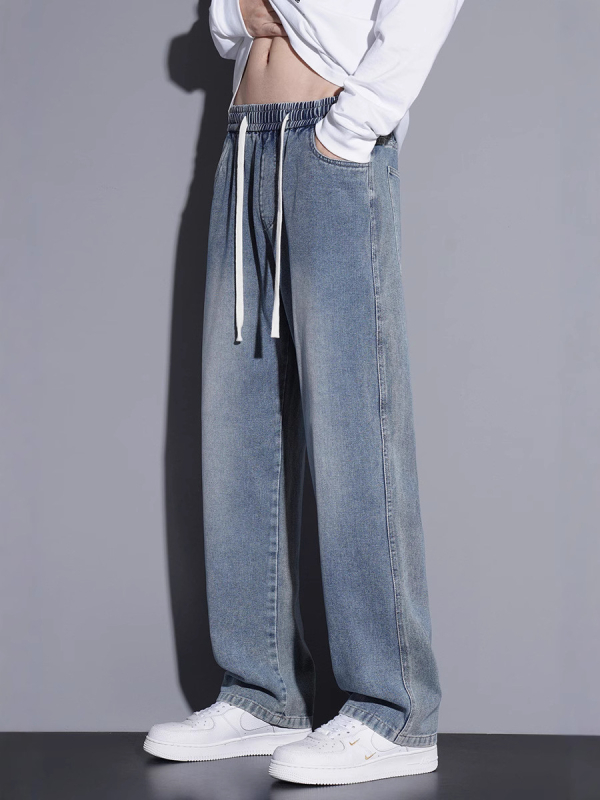 Duge traperice za tinejdžere, ravni kroj, visok pojas, udobne svakodnevne hlače, denim