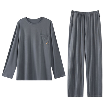 Muške pidžame od modalnog materijala s dugim rukavima i pantalonama — Materijal: modal; Oblik: pulover; Gustoća: srednja; Vrat: okrugli; Sadržaj glavnog materijala: 70–80%