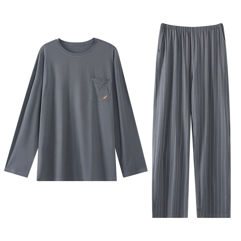 Muške pidžame od modalnog materijala s dugim rukavima i pantalonama — Materijal: modal; Oblik: pulover; Gustoća: srednja; Vrat: okrugli; Sadržaj glavnog materijala: 70–80%