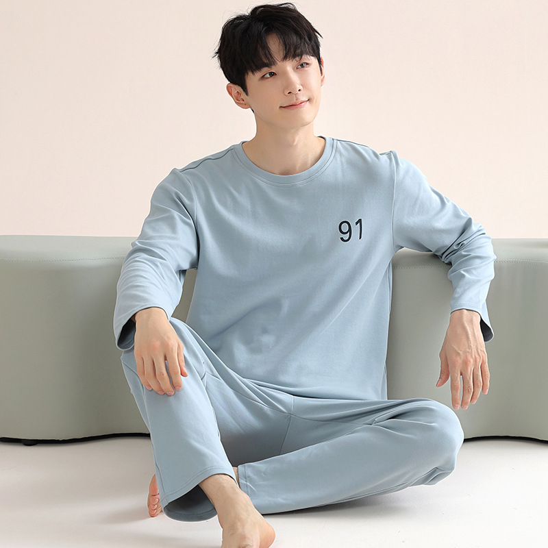 Muški Modal pijama set, pulover s okruglim izrezom, minimalistički i ležerni stil, dugi rukavi, 90–95% modal vlakna