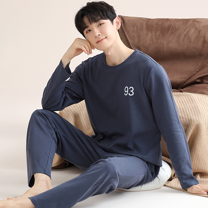 Muški Modal pijama set, pulover s okruglim izrezom, minimalistički i ležerni stil, dugi rukavi, 90–95% modal vlakna