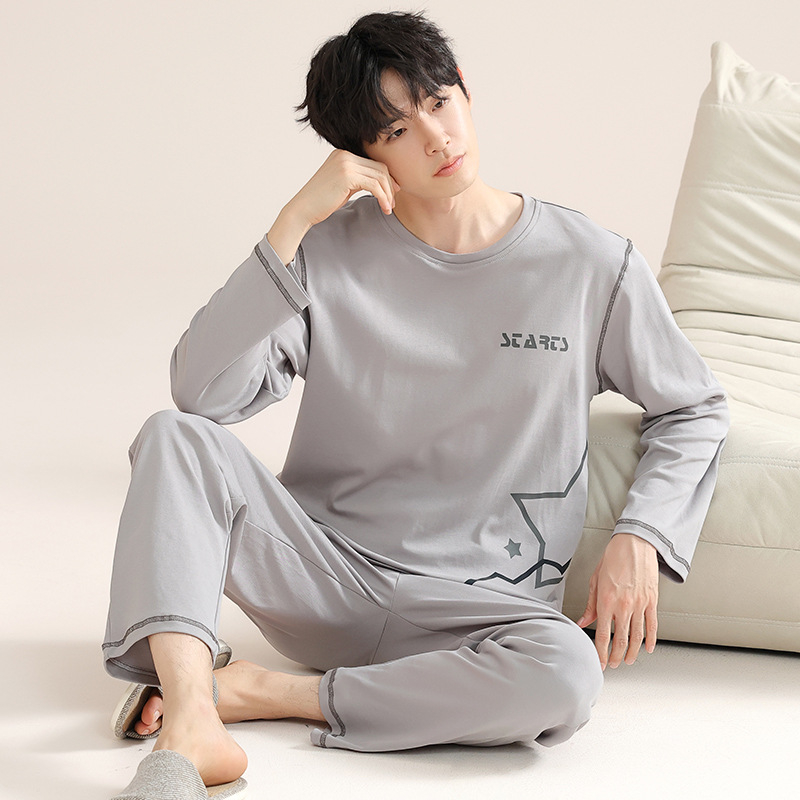 Muški Modal pijama set, pulover s okruglim izrezom, minimalistički i ležerni stil, dugi rukavi, 90–95% modal vlakna