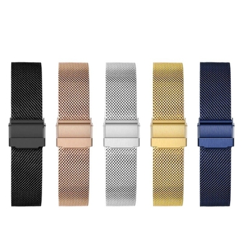 FKFM Curea de ceas din oțel inoxidabil Milanese, cu închidere prin buton snap, compatibilă cu Samsung, Apple și Huawei