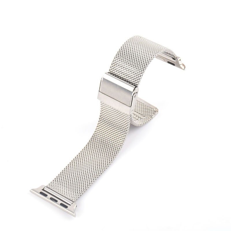 FKFM Curea de ceas din oțel inoxidabil Milanese, cu închidere prin buton snap, compatibilă cu Samsung, Apple și Huawei