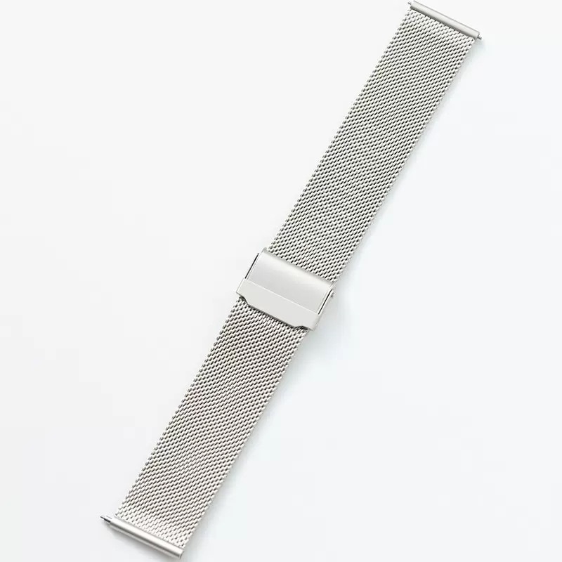 FKFM Curea de ceas din oțel inoxidabil Milanese, cu închidere prin buton snap, compatibilă cu Samsung, Apple și Huawei