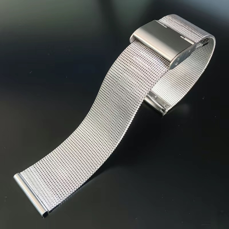 FKFM Curea de ceas din oțel inoxidabil Milanese, cu închidere prin buton snap, compatibilă cu Samsung, Apple și Huawei