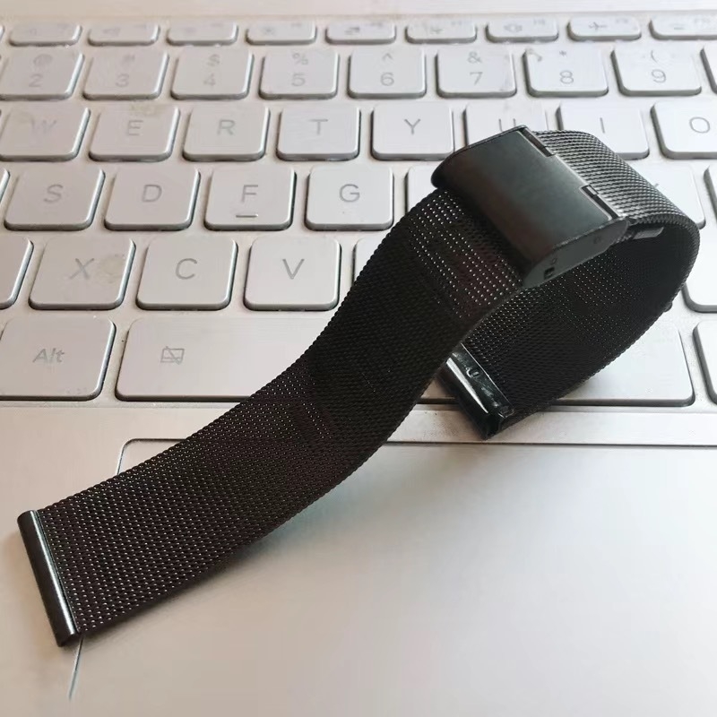 FKFM Curea de ceas din oțel inoxidabil Milanese, cu închidere prin buton snap, compatibilă cu Samsung, Apple și Huawei