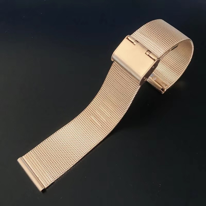 FKFM Curea de ceas din oțel inoxidabil Milanese, cu închidere prin buton snap, compatibilă cu Samsung, Apple și Huawei