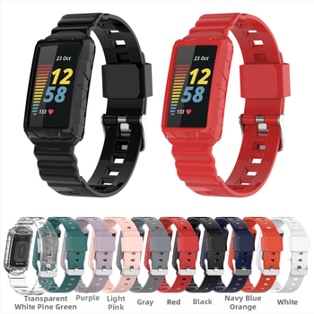 Armor silikónový remienok pre Fitbit Charge6/Charge45 – jednopásový univerzálny pás s kockovaným dizajnom, zapínanie s jedným krúžkom, prispôsobiteľná veľkosť rozhrania