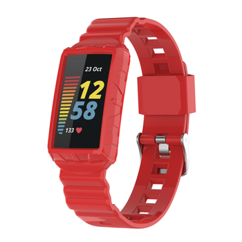 Armor silikon remen za Fitbit Charge6/Charge45 – jednodijelni univerzalni remen s kariranim uzorkom, kopča s jednim prstenom, prilagodljiva veličina sučelja