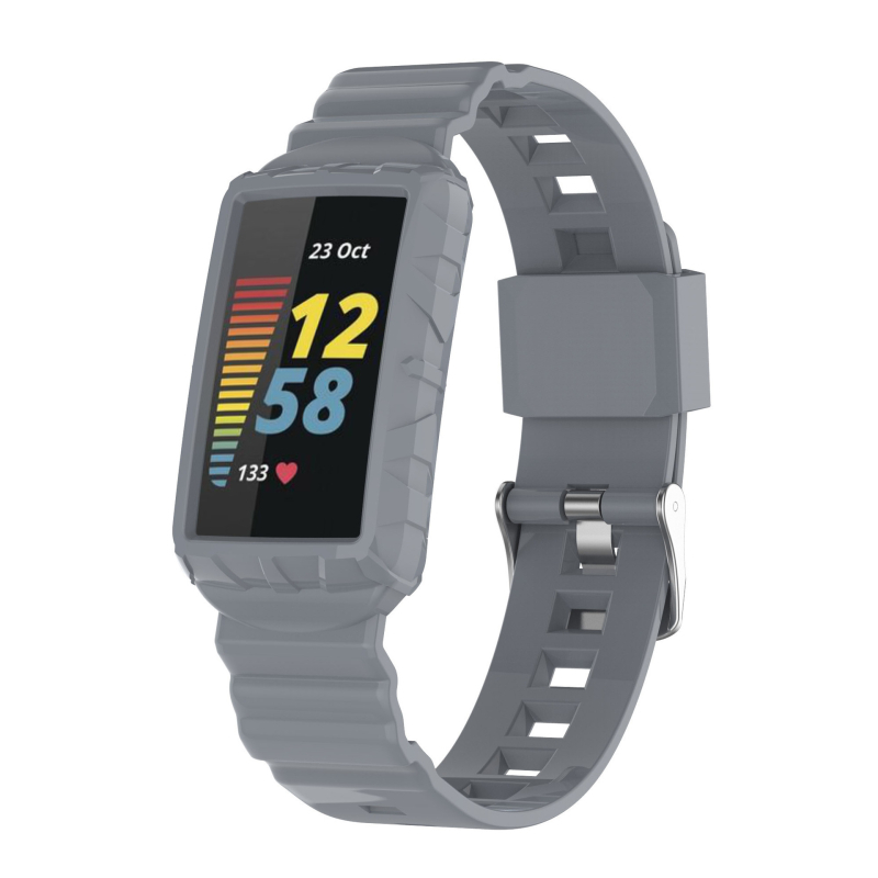 Armor silikon remen za Fitbit Charge6/Charge45 – jednodijelni univerzalni remen s kariranim uzorkom, kopča s jednim prstenom, prilagodljiva veličina sučelja