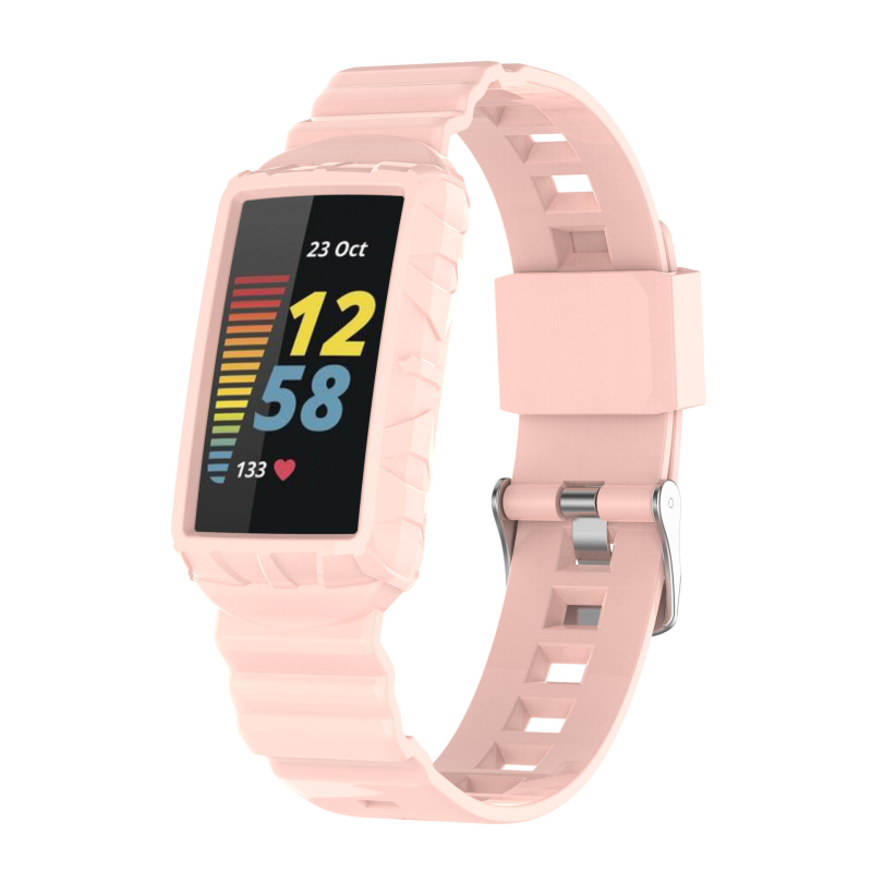 Armor silikon remen za Fitbit Charge6/Charge45 – jednodijelni univerzalni remen s kariranim uzorkom, kopča s jednim prstenom, prilagodljiva veličina sučelja