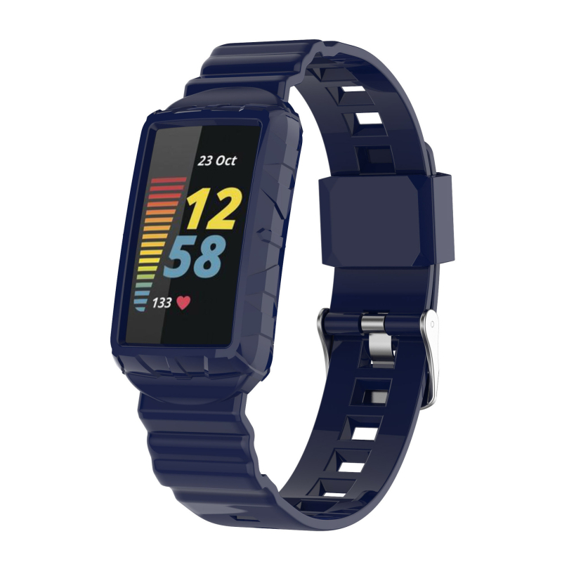 Armor silikon remen za Fitbit Charge6/Charge45 – jednodijelni univerzalni remen s kariranim uzorkom, kopča s jednim prstenom, prilagodljiva veličina sučelja