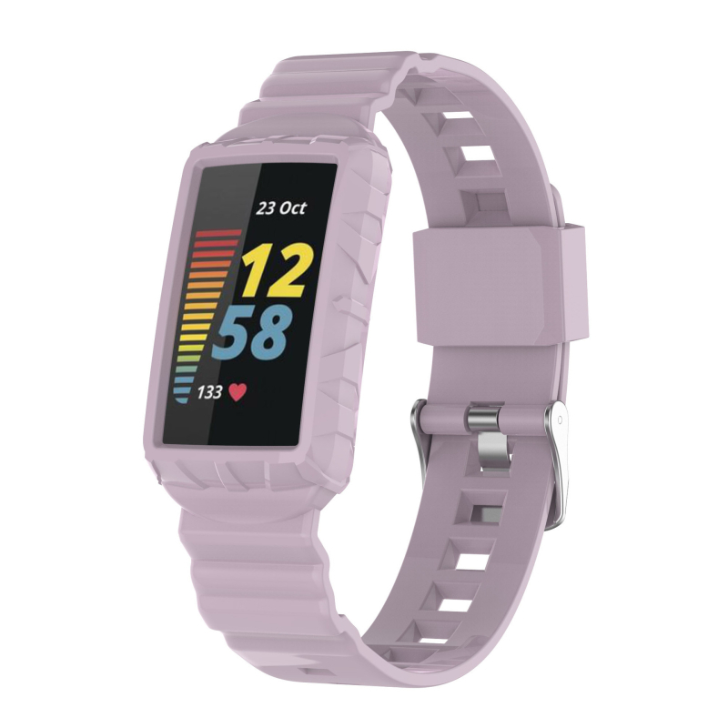 Armor silikon remen za Fitbit Charge6/Charge45 – jednodijelni univerzalni remen s kariranim uzorkom, kopča s jednim prstenom, prilagodljiva veličina sučelja