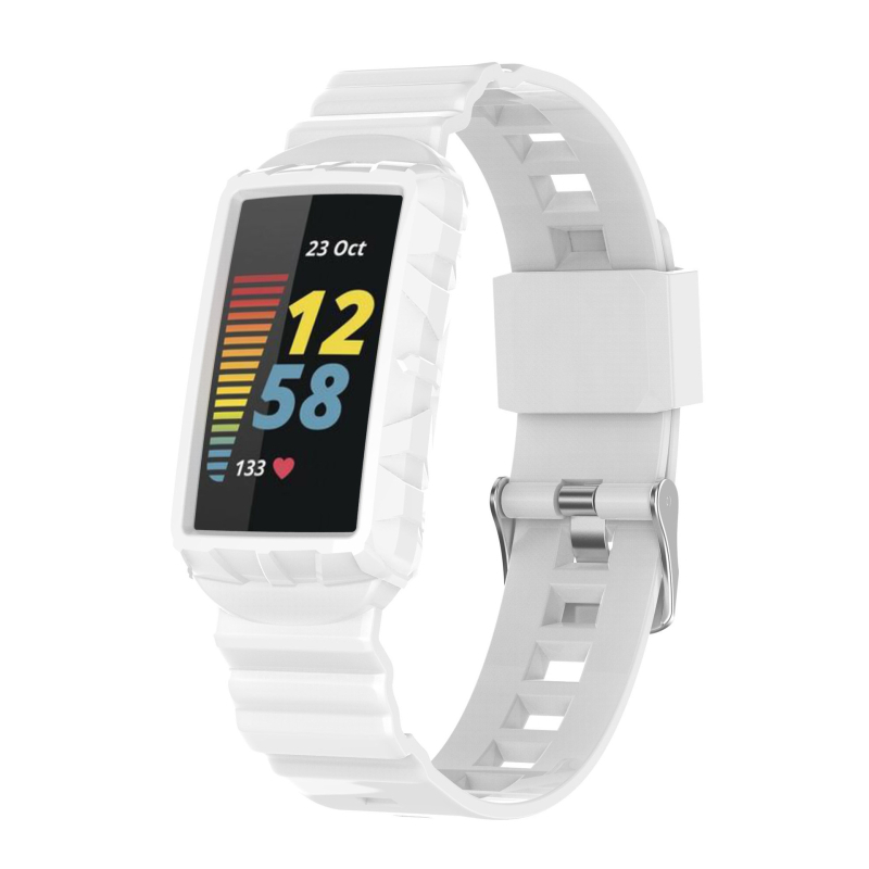 Armor silikon remen za Fitbit Charge6/Charge45 – jednodijelni univerzalni remen s kariranim uzorkom, kopča s jednim prstenom, prilagodljiva veličina sučelja