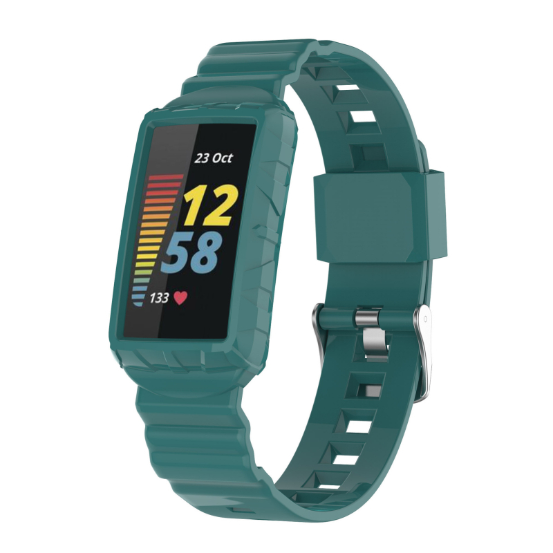 Armor silikon remen za Fitbit Charge6/Charge45 – jednodijelni univerzalni remen s kariranim uzorkom, kopča s jednim prstenom, prilagodljiva veličina sučelja