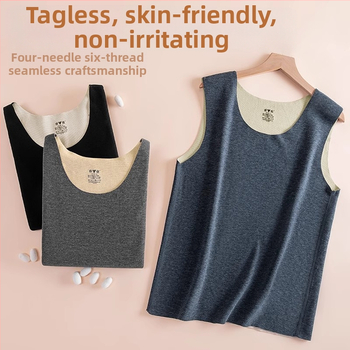 Vīriešu termiskā veste ar dubultiem slāņiem, apaļā kakla, poliestera audums, antibakteriāla funkcija, bieza audums 251–300 g/m²