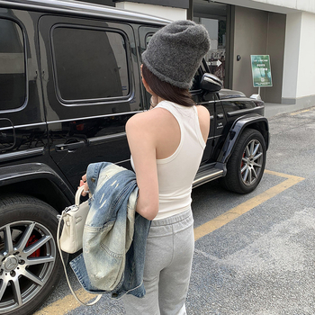 Női ujjatlan racerback felső - szűk szabás, egyszínű, akrilfonal, 2025 tavasz